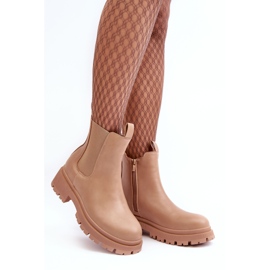 Leather Chelsea boots with a zipper, dark beige Pitrese 1