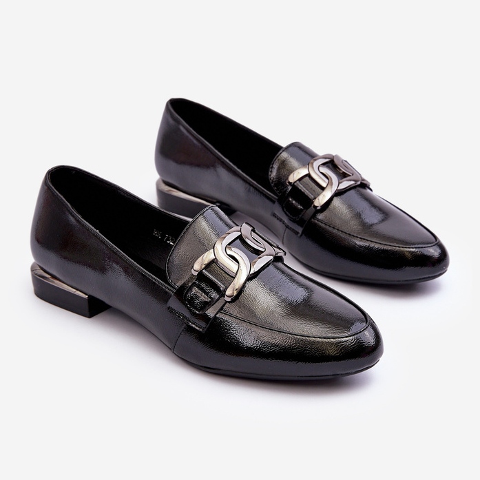 Sergio Leone Women's Patent Leather Moccasins With Decoration, Black Camilena 2 Sergio Leone Women's Patent Leather Moccasins With Decoration, Black Camilena 2