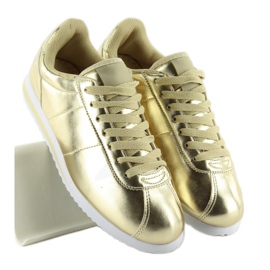 Textured sports shoes 8849 gold golden 2