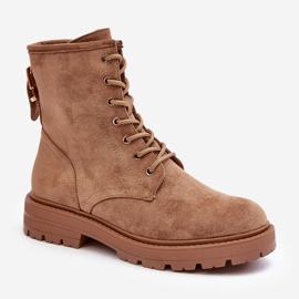 Women's Worker Boots With Zipper, Light Brown, Ninsuni 1