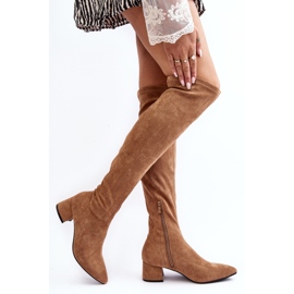 Women's Over-the-Knee Low Heel Boots Camel Maidna brown 2