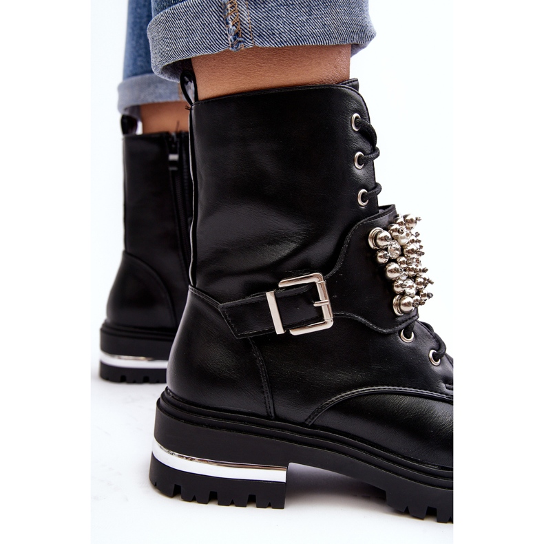 Women's Insulated Worker Ankle Boots Decorated Black Lennen 2