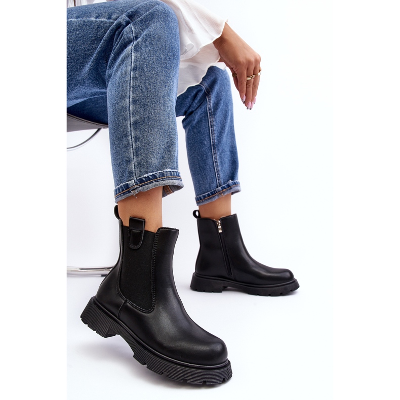 Women's Chelsea boots with a zipper, Black Ramhel 1