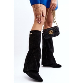 Black Pattia Women's Hidden Wedge Boots 2