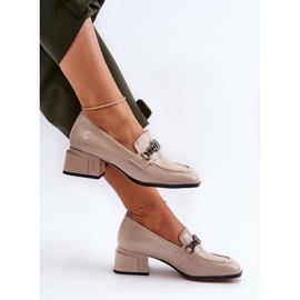 Patent Leather Pumps on a Beige Block S.Barski MR38-960 1