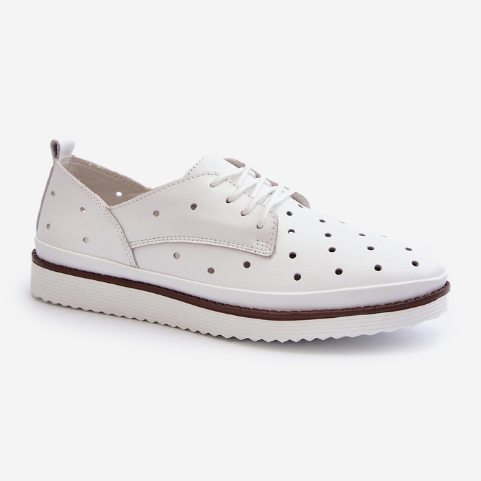 Women's Leather Shoes White S.Barski LR182 1