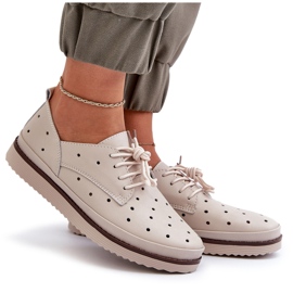 Beige Women's Leather Shoes S.Barski LR182 9