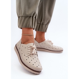 Beige Women's Leather Shoes S.Barski LR182 3