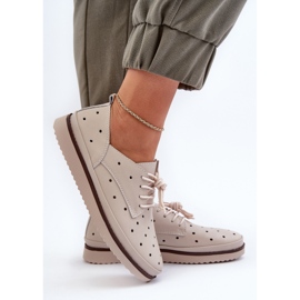 Beige Women's Leather Shoes S.Barski LR182 6