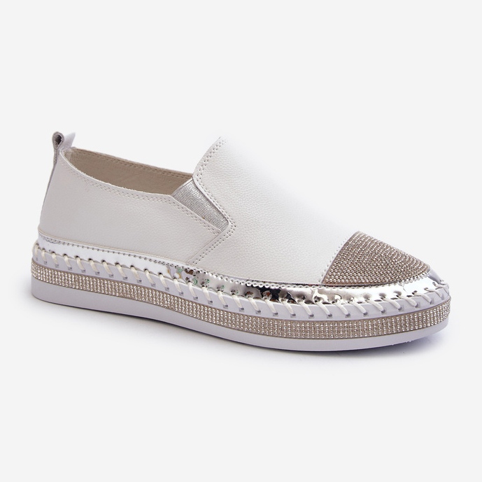 S.Barski Women's Leather Shoes on the Platform White D&amp;A LR370 1