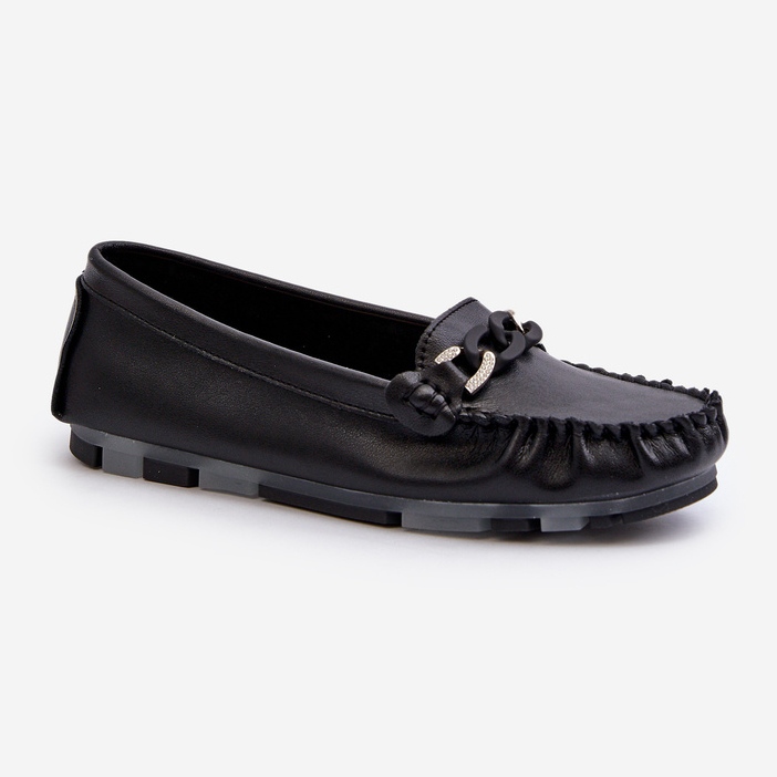 Women's Leather Moccasins With Decoration Black S.Barski LR339 1 Women's Leather Moccasins With Decoration Black S.Barski LR339 1