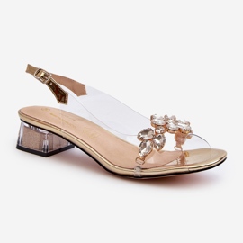Transparent Sandals on a Gold Block S.Barski MR38-W1 golden 1