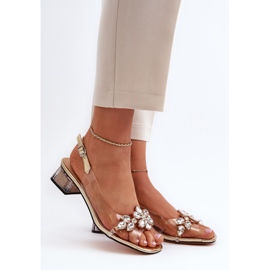 Transparent Sandals on a Gold Block S.Barski MR38-W1 golden 2