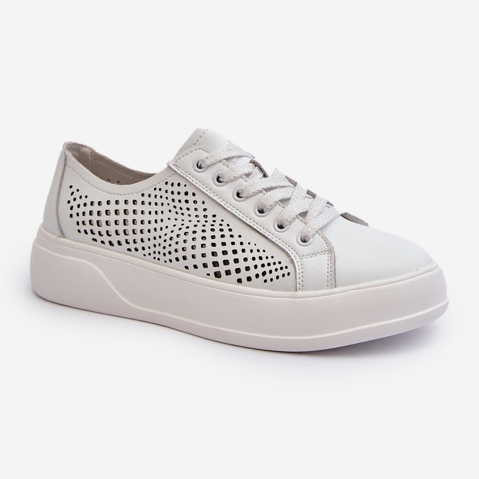 Women's Leather Sneakers on the Platform White S.Barski LR505 1