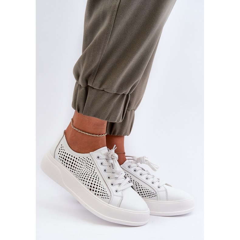 Women's Leather Sneakers on the Platform White S.Barski LR505 2