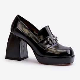 S.Barski Women's Patent Shoes on a High Heel Black D&amp;A MR38-906 1