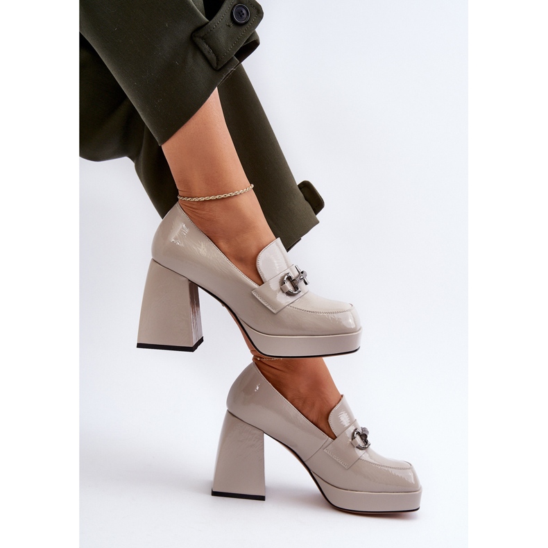 S.Barski Women's Patent High Heel Shoes Gray D&amp;A MR38-906 grey 1