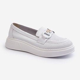 Women's Leather Moccasins On Platform White S.Barski LR720 1