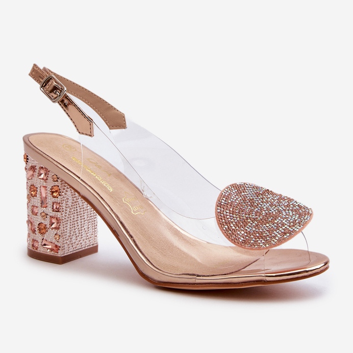S.Barski Transparent Sandals on a High Heel Rose Gold D&amp;A MR38-812 pink 1