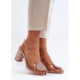 S.Barski Transparent Sandals on a High Heel Rose Gold D&amp;A MR38-812 pink 2
