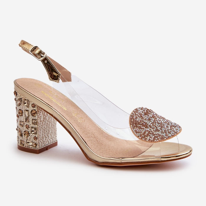 S.Barski Transparent Sandals on a High Heel Gold D&amp;A MR38-812 golden 2