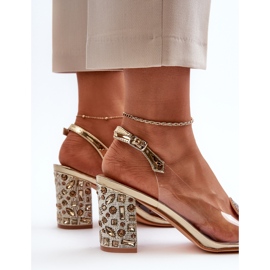 S.Barski Transparent Sandals on a High Heel Gold D&amp;A MR38-812 golden 1