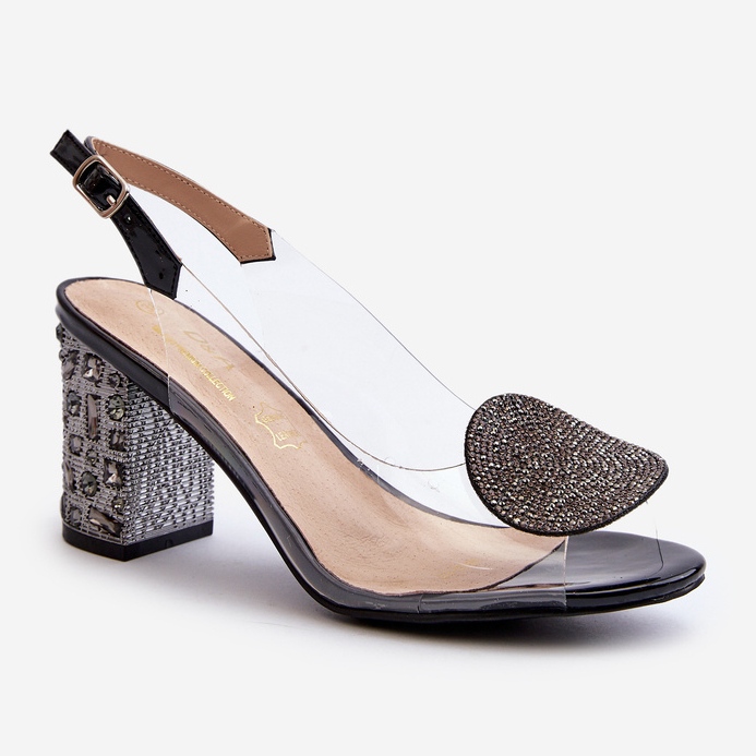 S.Barski Transparent Sandals On A High Heel Black D&amp;A MR38-812 2