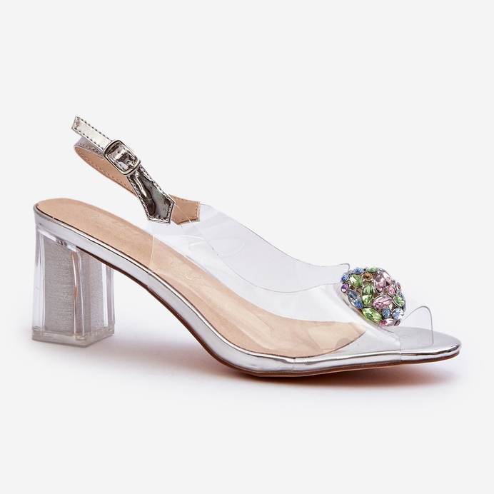 S.Barski Transparent High Heel Sandals with Silver Decoration D&amp;A MR38-454 2