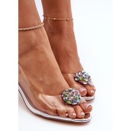 S.Barski Transparent High Heel Sandals with Silver Decoration D&A MR38-454 1 S.Barski Transparent High Heel Sandals with Silver Decoration D&A MR38-454 1