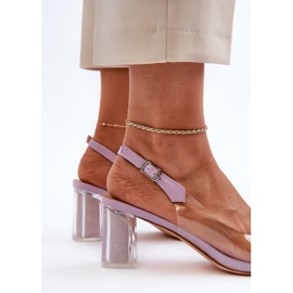 S.Barski Transparent High Heel Sandals with Decoration Purple D&amp;A MR38-454 1