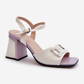 S.Barski Elegant High Heel Sandals With Decoration, White D&A MR38-156 1 S.Barski Elegant High Heel Sandals With Decoration, White D&A MR38-156 1
