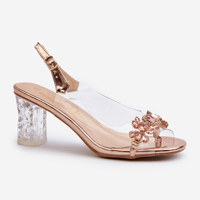S.Barski Elegant High Heel Sandals With Decorations, Rose Gold D&amp;A MR38-444 pink 2