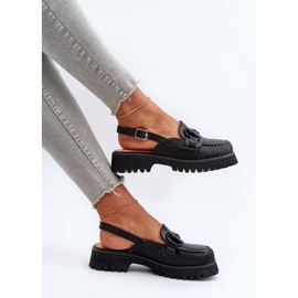 S.Barski Women's Flat Heel Sandals With Decoration Black D&amp;A MR38-656 1