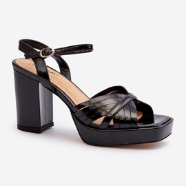 S.Barski Patent Women's Sandals On A High Heel Black D&A MR38-668 1 S.Barski Patent Women's Sandals On A High Heel Black D&A MR38-668 1