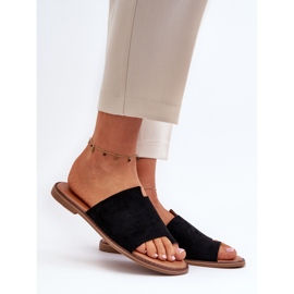 Women's Black Amite Suede Flip-Flops 2
