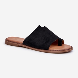 Women's Black Amite Suede Flip-Flops 1