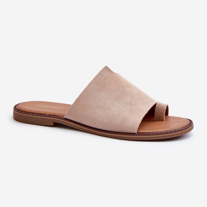 Women's Suede Flip-Flops Beige Amite 1