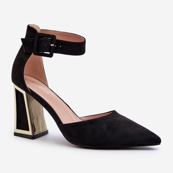 Suede Pumps on a High Heel Black Lodho 2