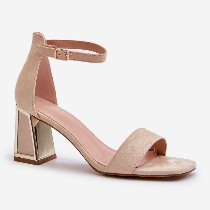 Suede sandals on a high heel Beige Pholia 2