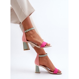 Fuchsia Pholia suede sandals on a high heel multicolored 1
