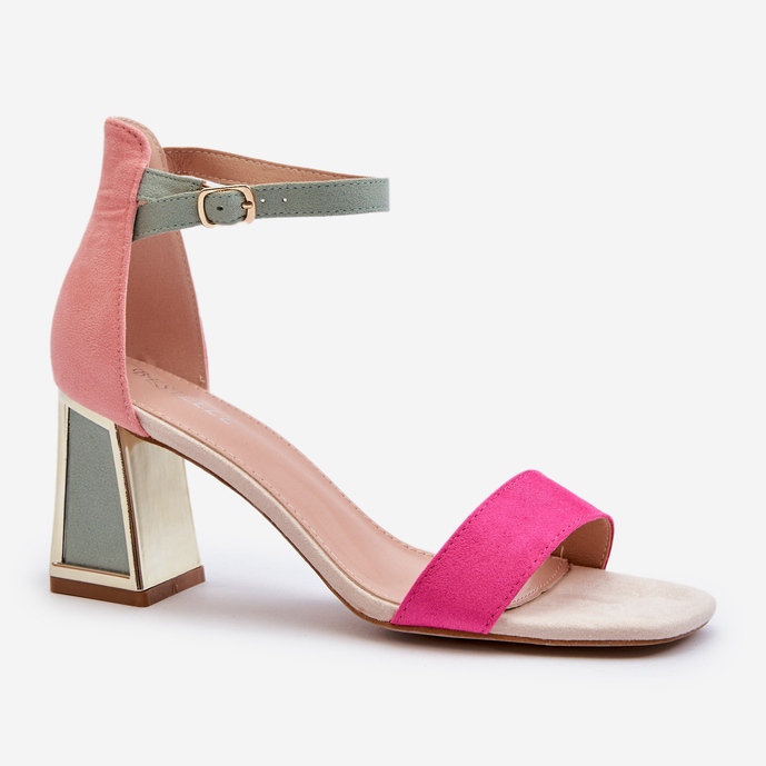 Fuchsia Pholia suede sandals on a high heel multicolored 2