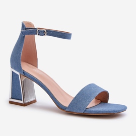 Blue Pholia denim sandals on a high heel 1