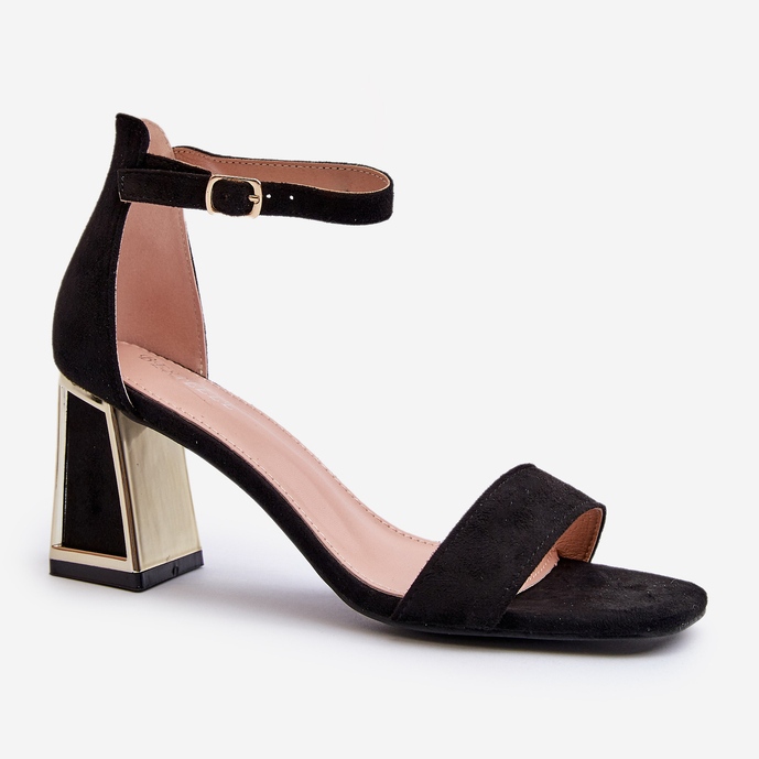 Black Pholia suede sandals on a high heel 1