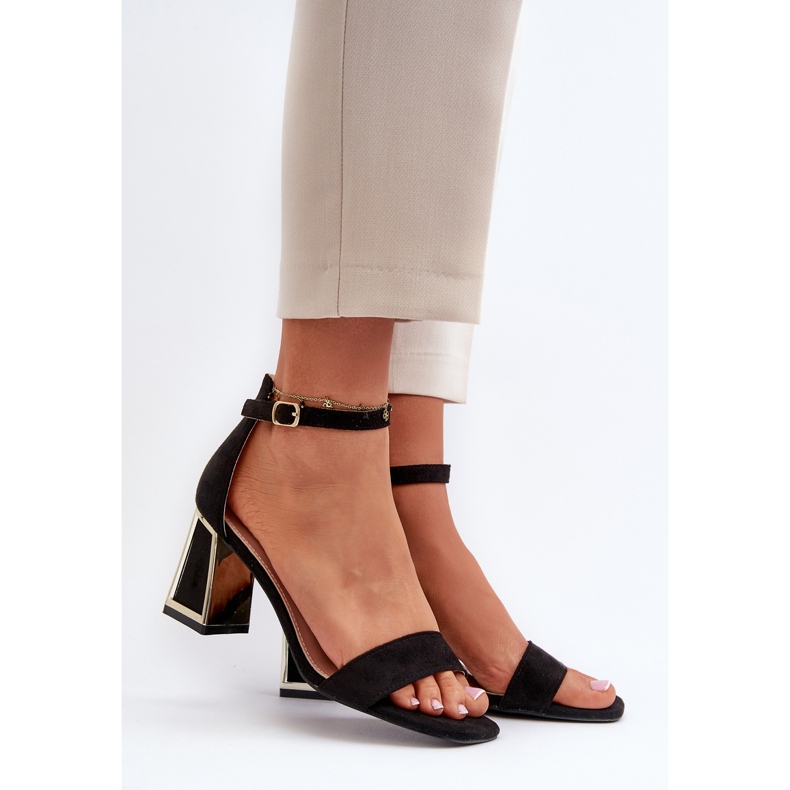 Black Pholia suede sandals on a high heel 2