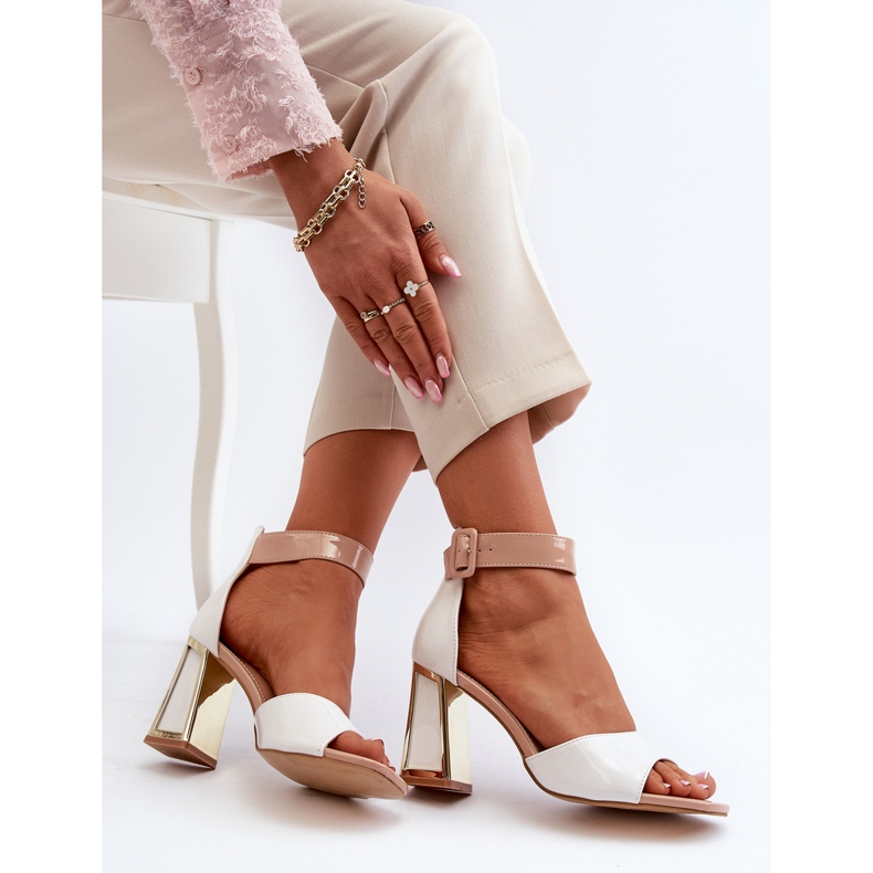Lacquered Sandals on a High Heel White Adrianu 1