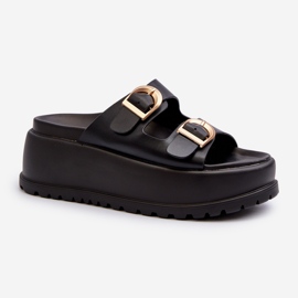 Women's Flip-Flops on a Massive Platform Black Mililena 2