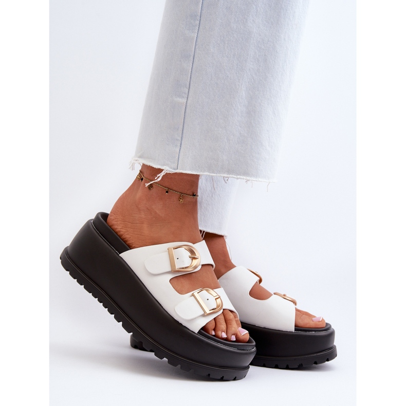 Women's Flip-Flops On A Massive Platform, White Mililena 2