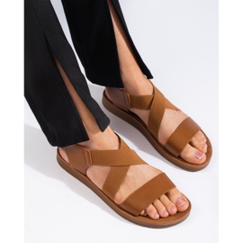 Women's camel slip-on sandals brown 1