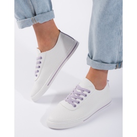 Women's openwork sneakers white 2