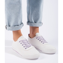 Women's openwork sneakers white 1